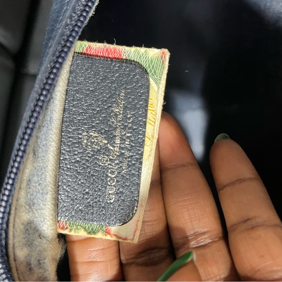 Gucci Beige GG Canvas clutch, converted into Crossbody with Navy and Red Stripe - Picture 10 of 15